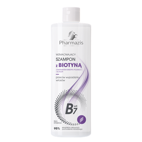 Szampon wzmacniający z Biotyną, z ekstraktem skrzypu polnego i konopi - PHARMAZIS - 400ml
